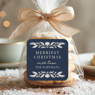 Elegante volkskunst Bloemen Kerstmis gepersonalise Vierkante Sticker