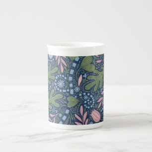 Elegante Volkskunst Bloemmotief Vintage Botanisch Porselein Kop