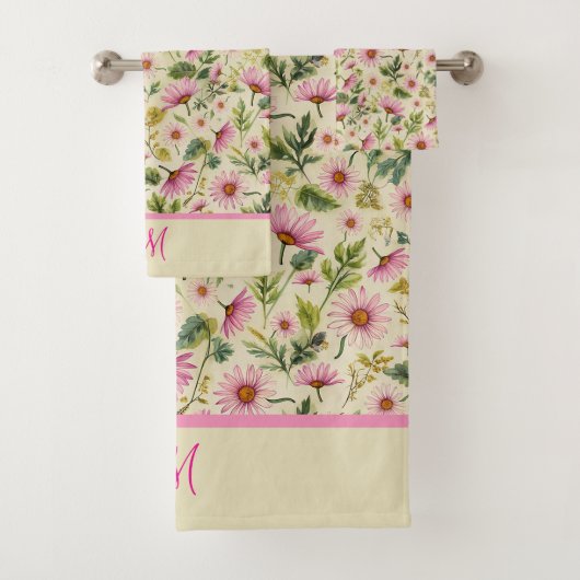 Elegante voorjaarsbloem met monogram bad handdoek (Insitu)