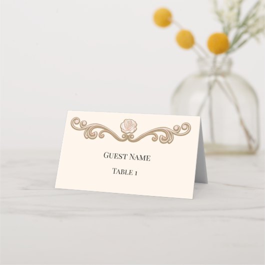 Elegante Vouwde Huwelijks Plaatskaart (Voorkant)
