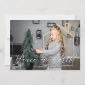 Elegante vrede op aarde script sparren groen 4 fot feestdagenkaart (Voorkant)