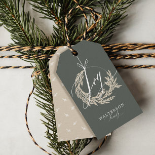 Elegante Vreugde Kalligrafie Garland Krans Familie Cadeaulabel