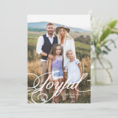 Elegante vreugdevolle kalligrafie foto feestdagenkaart (Staand voorkant)