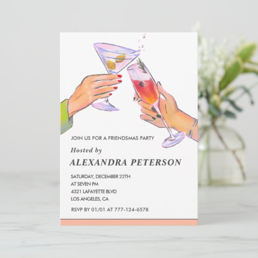 Elegante Vriendschap uitnodigingen Cocktail Party (Staand voorkant)