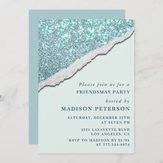 Elegante vriendschappelijke uitnodigingen Glam Gli (Voorkant / Achterkant)