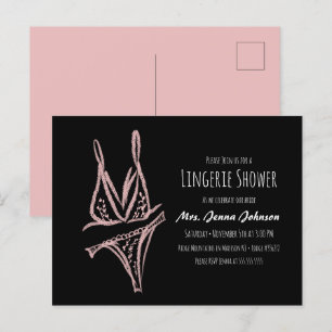 Elegante vrijgezellen lingerie bruiloft roze  briefkaart