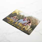 Elegante vrolijk & felicitatie met eigen foto folie feestdagenkaart (Gedraaid)