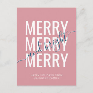 Elegante vrolijke en heldere roze Kerst vakantie Briefkaart