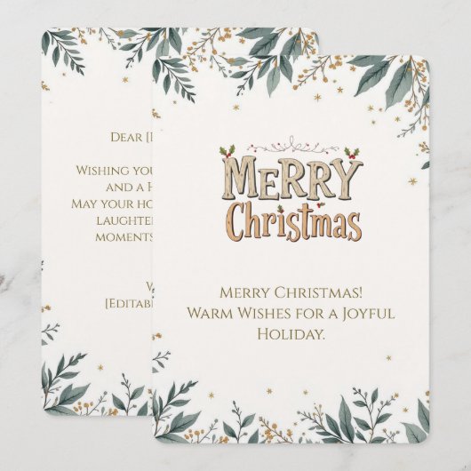 Elegante vrolijke kerst Kaart met feestelijk gebla (Voorkant / Achterkant)