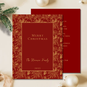 Elegante vrolijke kerst rode gouden poinsettia den feestdagenkaart