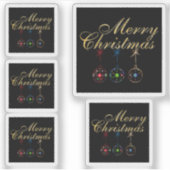 Elegante vrolijke kerst sneeuwvlok kunst sticker (Voorkant)