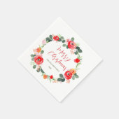 Elegante Vrolijke Kerstbloem Krans Kerstmis Servet (Hoek)