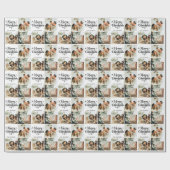 Elegante vrolijke kerstfamilie 3 foto collage cadeaupapier (Vlak)