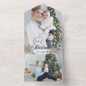 Elegante vrolijke kerstkalligrafie 1-Foto All In One Uitnodiging (Binnen)