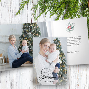 Elegante vrolijke kerstkalligrafie 1-Foto Drieluik Wenskaart