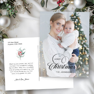 Elegante vrolijke kerstkalligrafie 1-Foto Feestdagenkaart