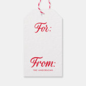 Elegante Vrolijke Kerstmis Rode Script Vakantie Cadeaulabel (Achterkant)