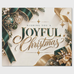 Elegante vrolijke Kerstmis Smaragd Goud Cadeaupapier