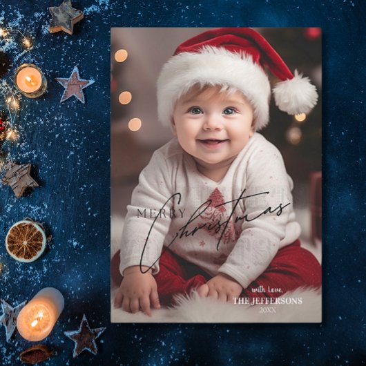 Elegante vrolijke kerstvakantie foto feestdagenkaart