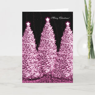 Elegante vrolijke kerstvakantie roze Sparkle Feestdagen Kaart