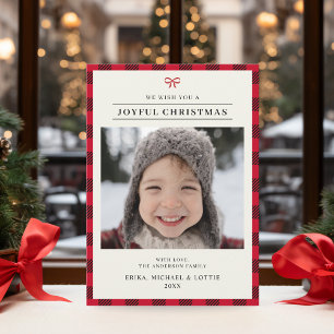 Elegante vrolijke vrolijke kerst rode boog feestdagenkaart
