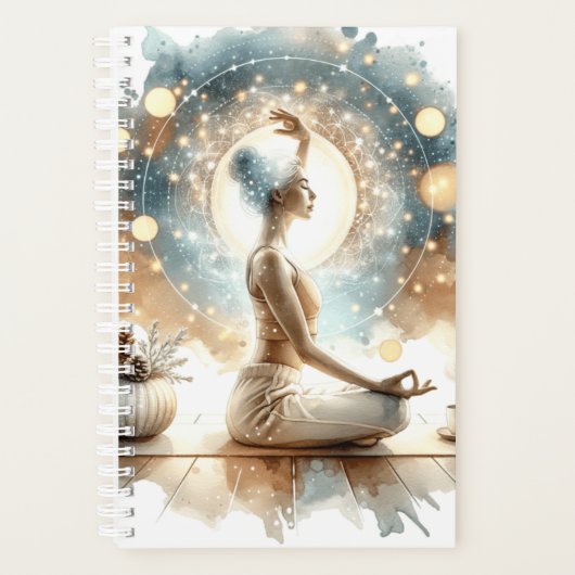 Elegante vrouw abstracte yoga pose planner (Voorkant)
