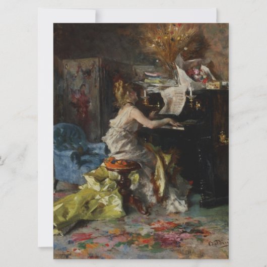 Elegante vrouw die piano speelt (Giovanni Boldini) Kaart (Voorkant)