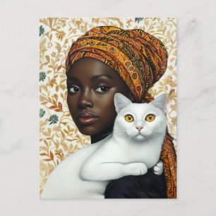 Elegante vrouw en kat briefkaart