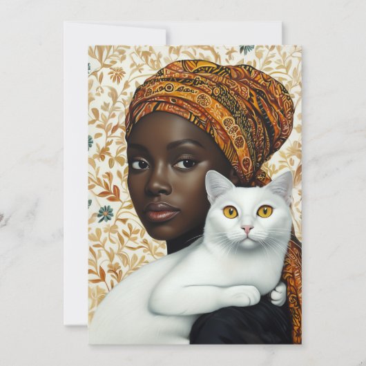 Elegante vrouw en kat kaart (Voorkant)
