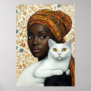 Elegante vrouw en kat poster
