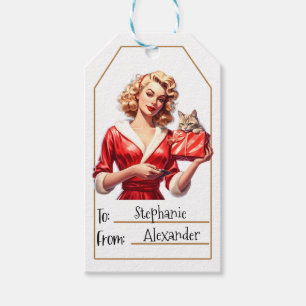 Elegante Vrouw Gepersonaliseerd naar en van (3) Cadeaulabel