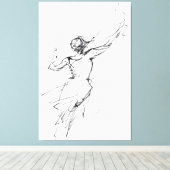 Elegante vrouw in beweging schets - Premium Canvas Afdruk (Insitu (Houten vloer))