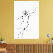 Elegante vrouw in beweging schets - Premium Canvas Afdruk (Insitu (Woonkamer))