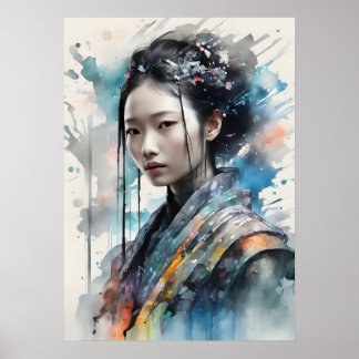 Elegante vrouw in levendig kleding poster