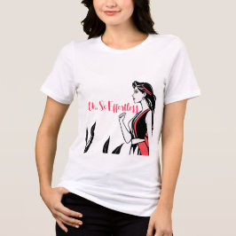 Elegante vrouw in rood en zwart Tri-Blend shirt
