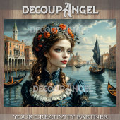 Elegante vrouw in Venetië -Decoupage- Tissuepapier