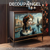 Elegante vrouw in Venetië -Decoupage- Tissuepapier