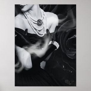 Elegante vrouw in zwart-wit Poster