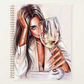Elegante Vrouw met een Glas van Wijnplanner Planner (Voorkant)