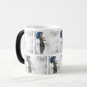 Elegante  vrouw met paraplu: magische mok (Voorkant links)