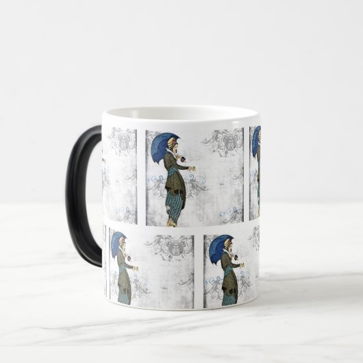 Elegante vrouw met paraplu: magische mok (Voorkant links)