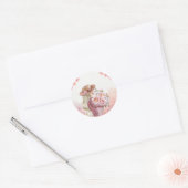 Elegante Vrouw met Pioenrozen Waterverf Art Print Ronde Sticker (Envelop)