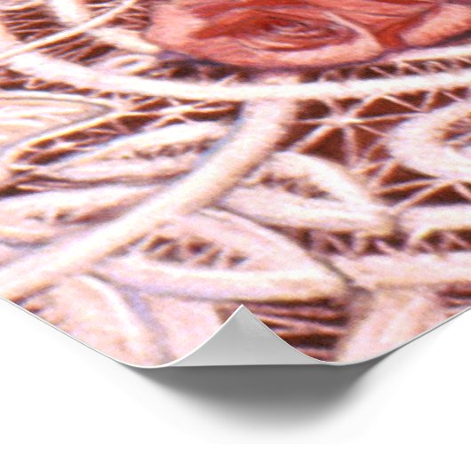 Elegante vrouw, rozen pet, poster met loopvlakdeco (Hoek)