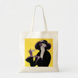 Elegante vrouw uit vroeger tijden drinkt thee tijd tote bag
