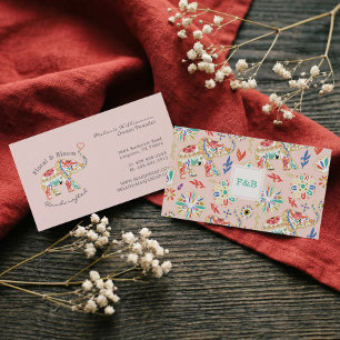 Elegante vrouwelijke bloemen decoratieve olifant visitekaartje