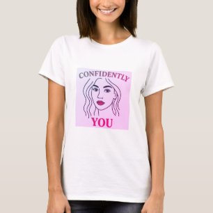 Elegante Vrouwelijke Lijnkunst Portret - Minimalis T-shirt