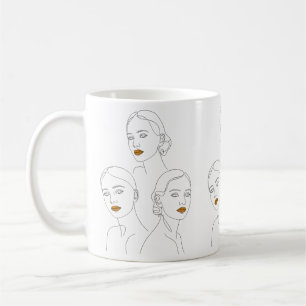 Elegante Vrouwelijke Lijnkunst Trio, Minimalistisc Koffiemok