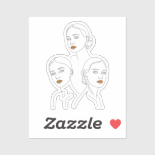 Elegante Vrouwelijke Lijnkunst Trio, Minimalistisc Sticker