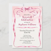 Elegante Vrouwen Afscheid Roze Bow Border Party Kaart (Voorkant)