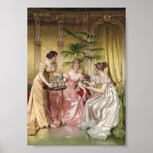 Elegante Vrouwen Afternoon Tea Wall Art Poster (Voorkant)